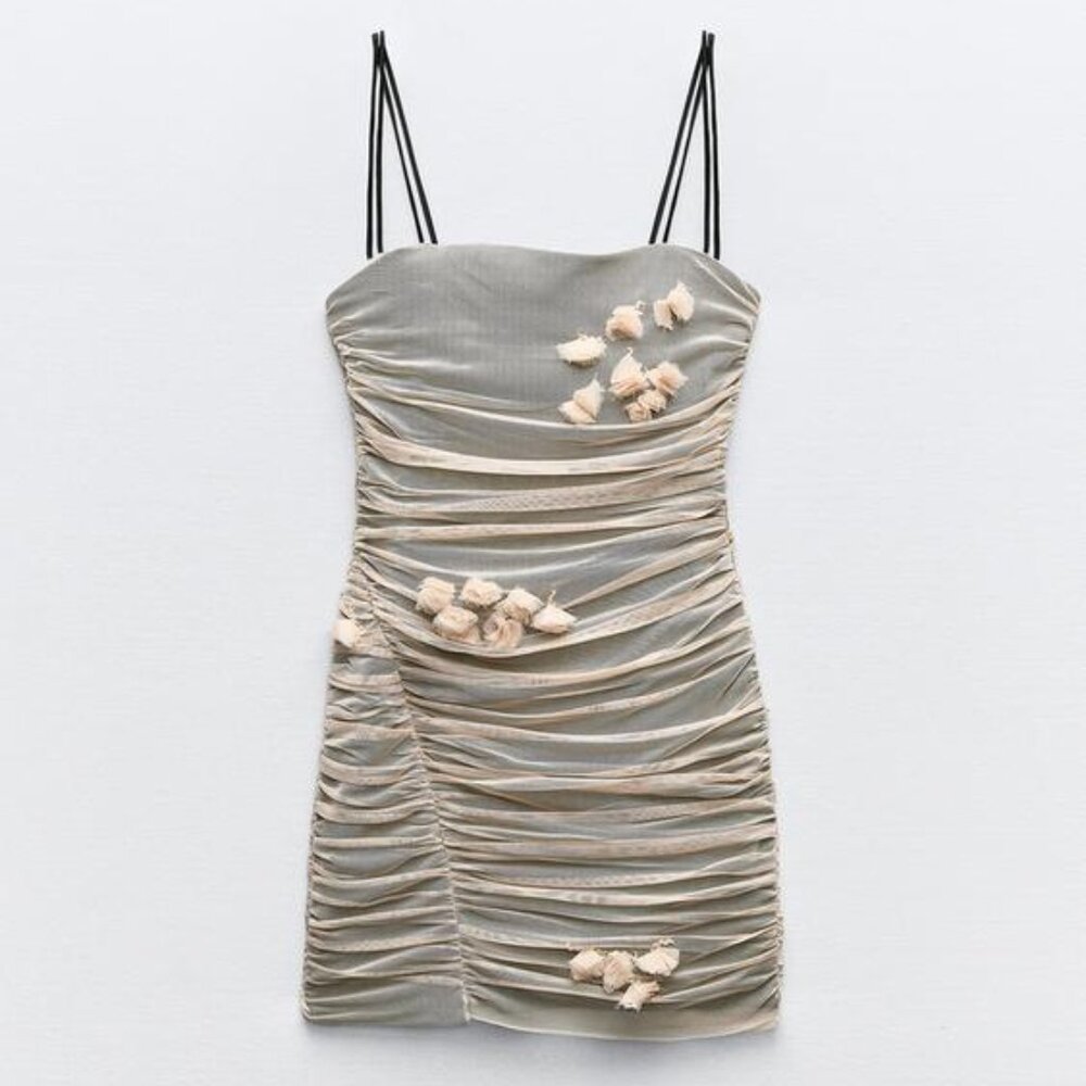 ZARA FLORAL TULLE DRESS